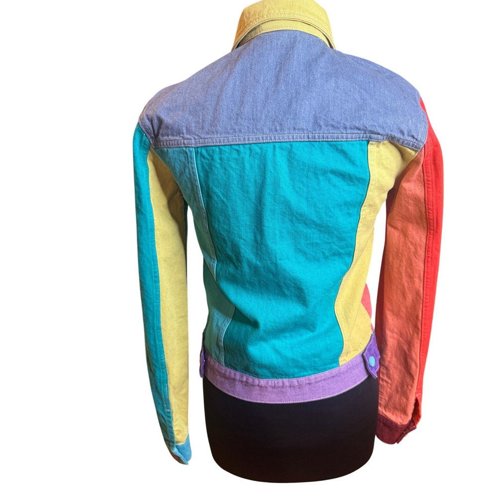 VTG Mokuyobi Rainbow Colorblock Denim Jacket Made in USA Dopamine Dressing XXS - Picture 7 of 16